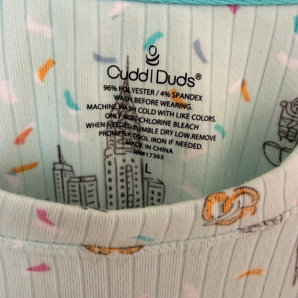 Cuddl Duds Super Soft & Cozy Cityscape 2 Piece Pajamas (LG) Pants Tee Summer - Picture 4 of 12